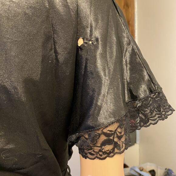 JustSexy Intimate Nightgown Women S/M BlackSatinLace Lingerie Sleepwear Robe Y2K - Picture 12 of 12